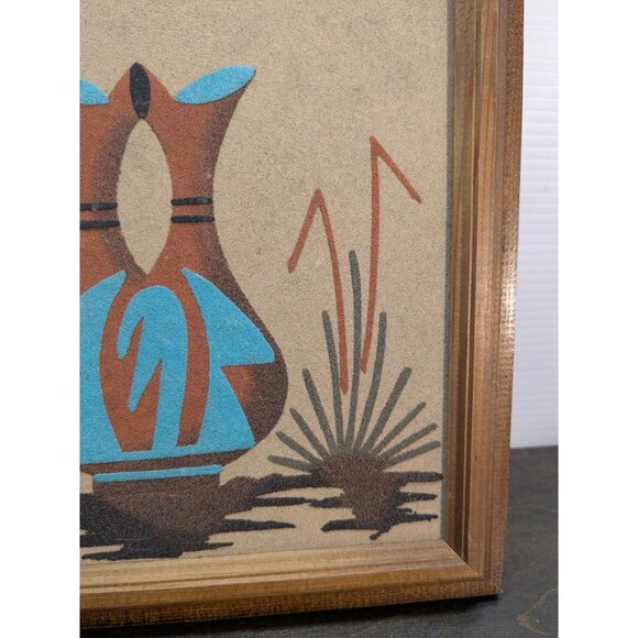 Vtg. M. Goldtooth Framed Navajo Sand Painting Signed  9.5" X9.5" Native American - Picture 4 of 16